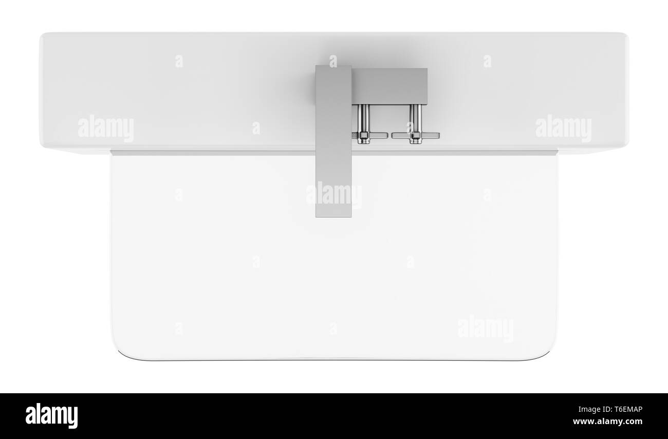 Ansicht von oben Glas Waschbecken auf weißem Hintergrund Stockfoto