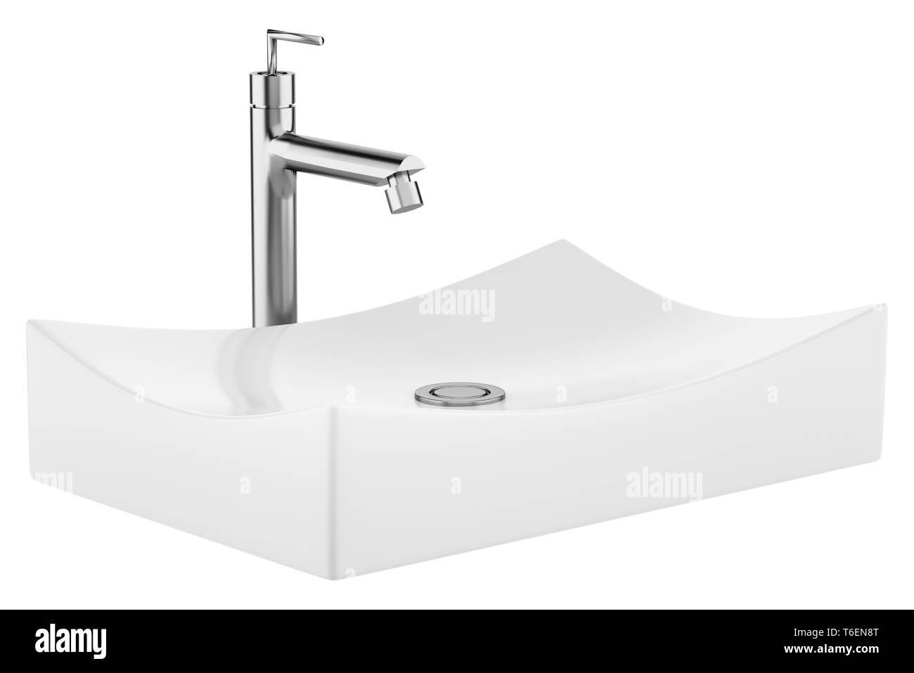 keramische Badezimmer Waschbecken isolierten auf weißen Hintergrund Stockfoto