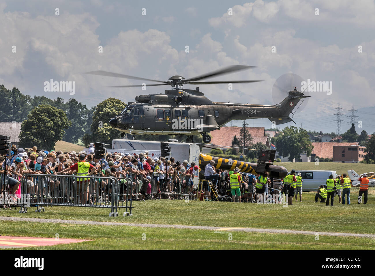 Helikopter der Schweizer Luftwaffe, Beromünster, Luzern, Schweiz, Europa Stockfoto