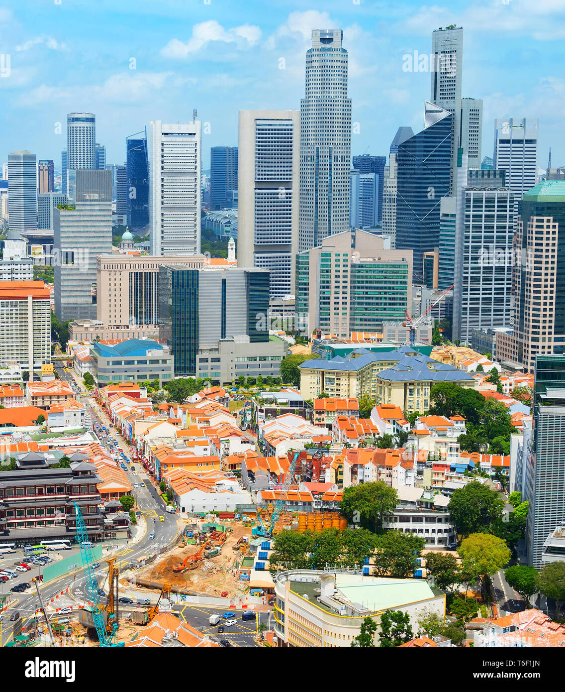 Chinatown und Downotwn von Singapur Stockfoto