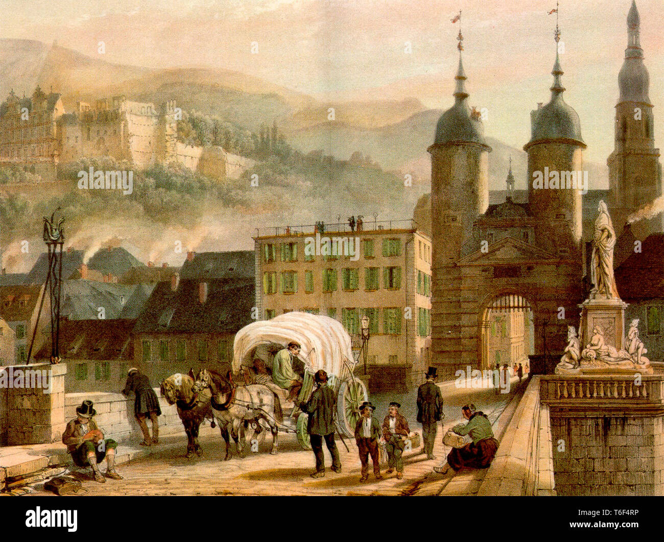 Historische Ansicht von Heidelberg, Deutschland - Konrad Linck, ca. 1788 Stockfoto