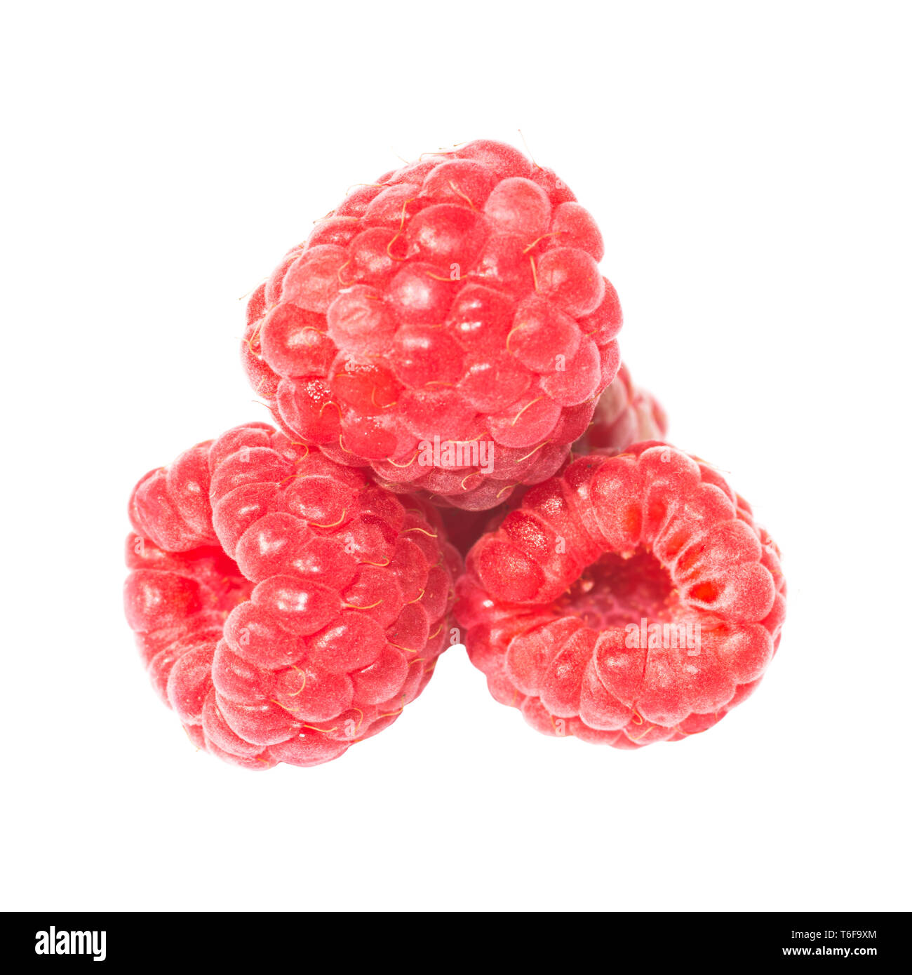 Stapel von Himbeeren isoliert auf weißem Stockfoto