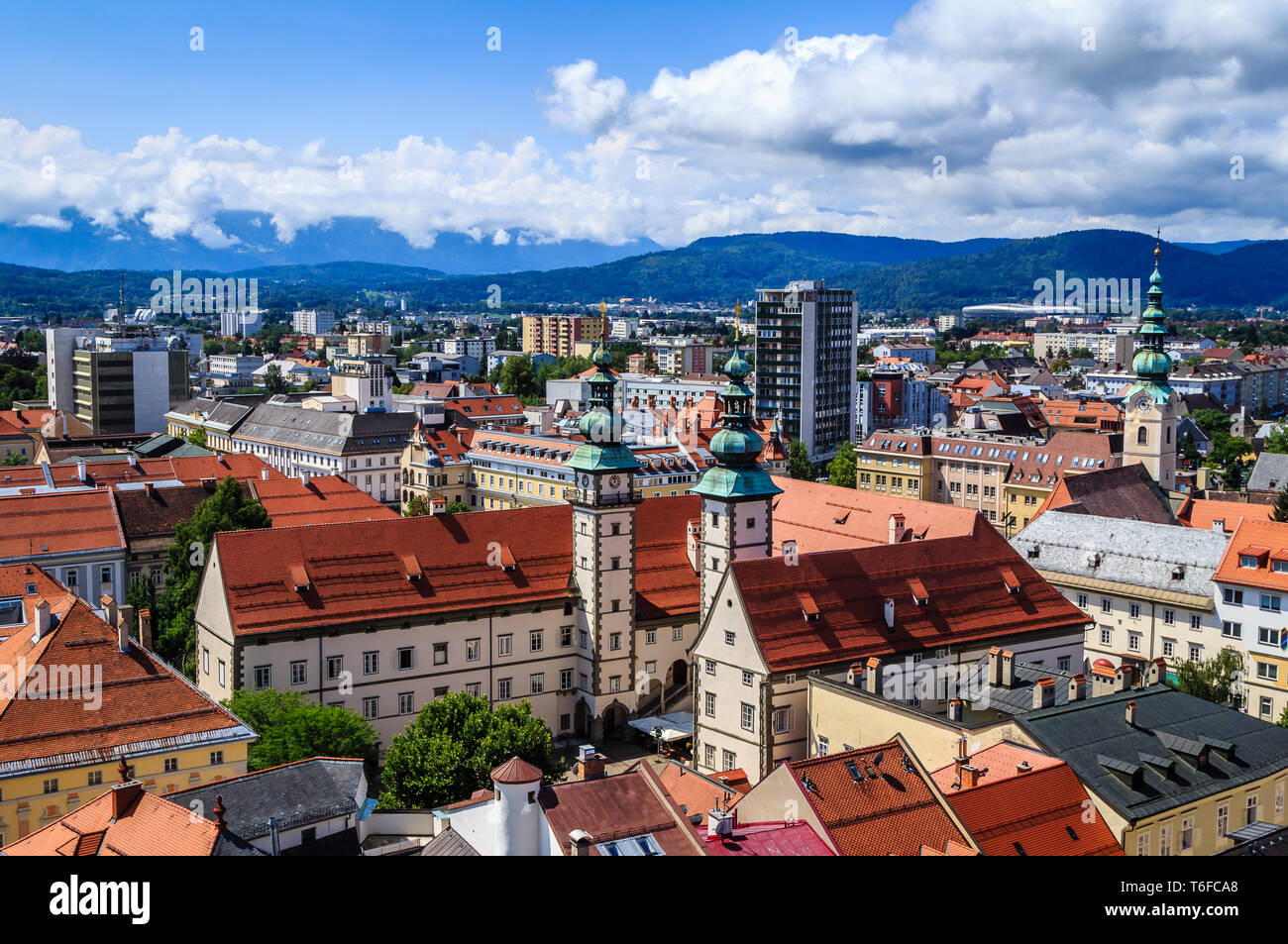 Blick von oben über das Landhaus in Klagenfurt (Kärnten / Österreich) Stockfoto