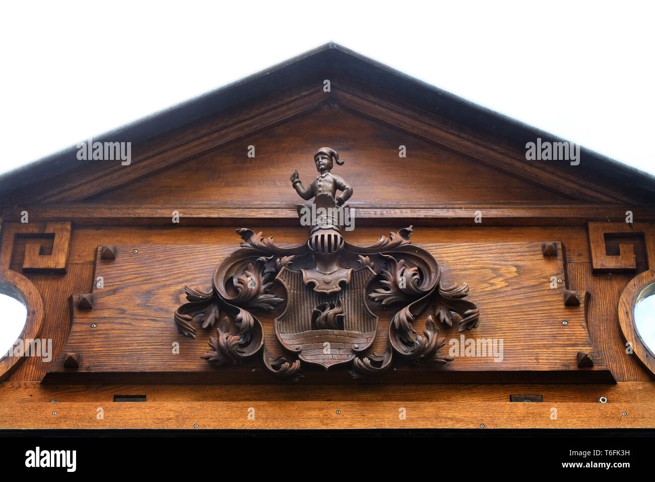 Carving, Wappen Stockfoto