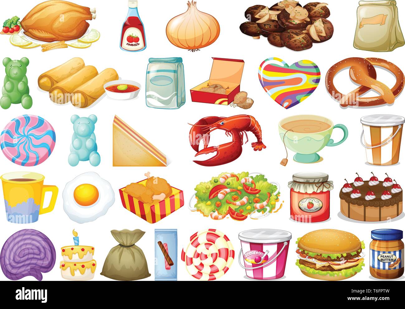 Satz von verschiedenen Lebensmitteln Abbildung Stock Vektor