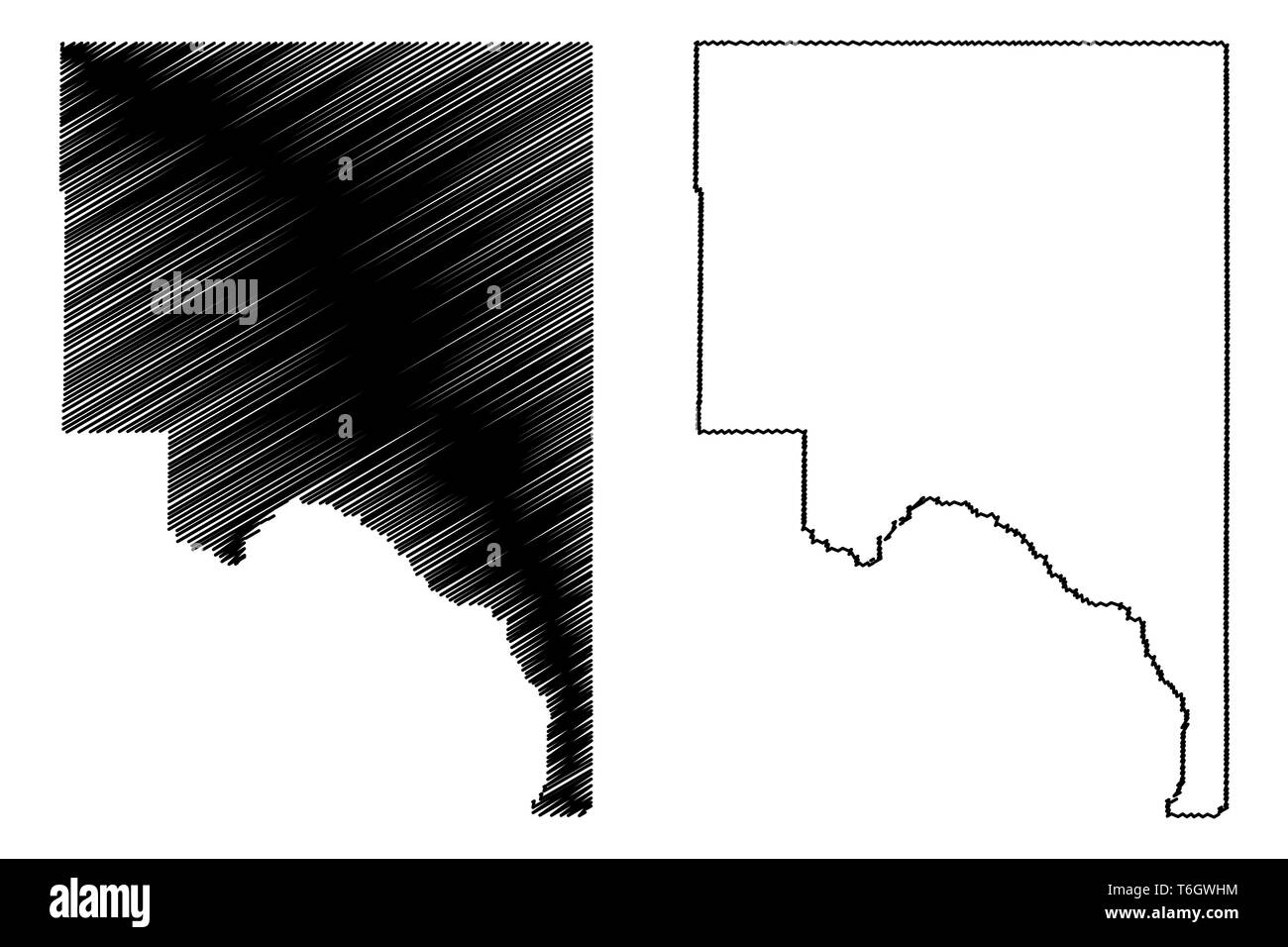 Lassen County, Kalifornien (Grafschaften in Kalifornien, Vereinigte Staaten von Amerika, USA, USA, USA) Karte Vektor-illustration, kritzeln Skizze Lassen Karte Stock Vektor