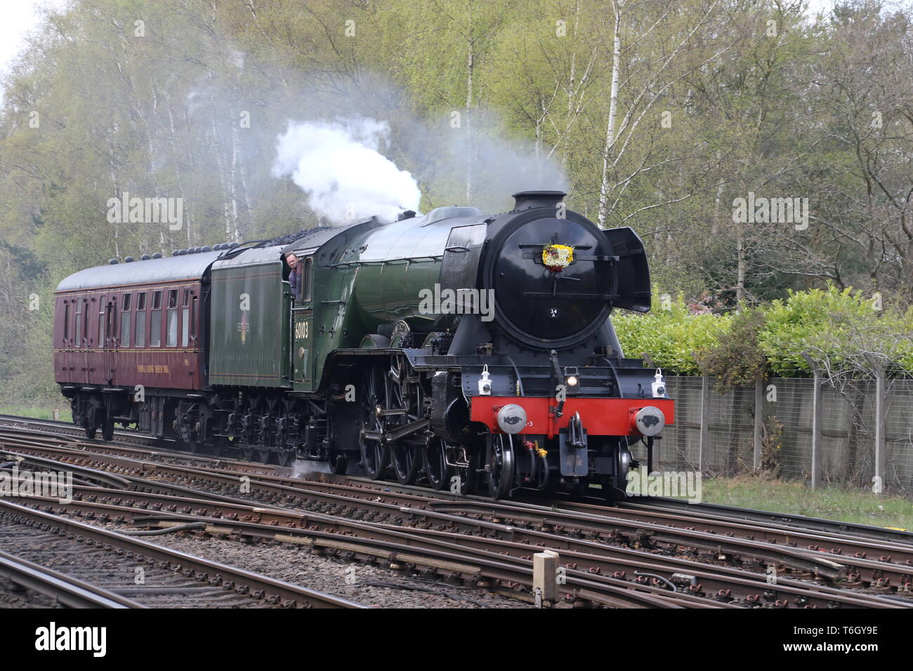 Der Royal Scotsman Zug bei Brookwood station in Surrey anreisen Stockfoto