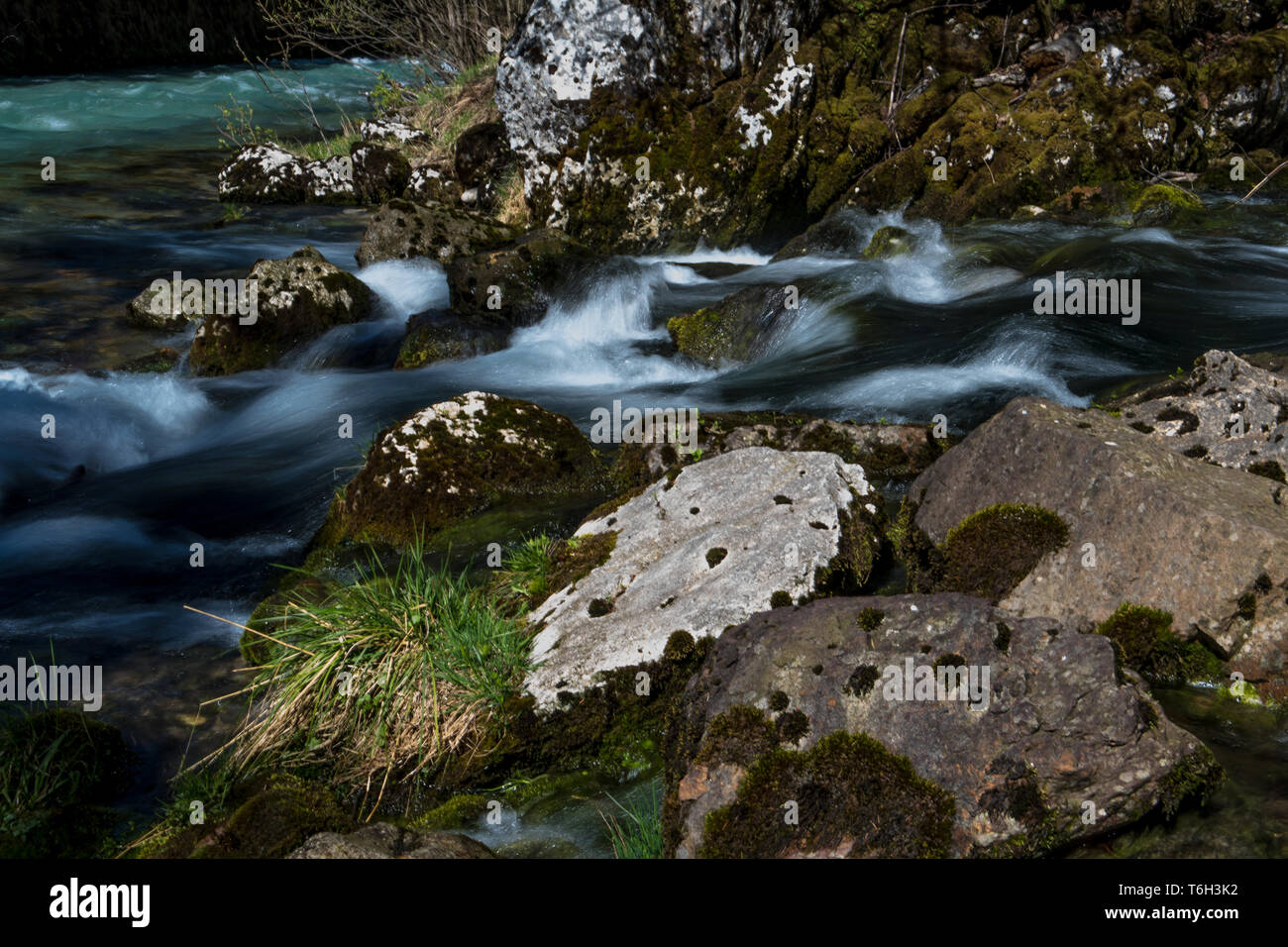 Frisches Wasser eines alpinen Fluss Stockfoto