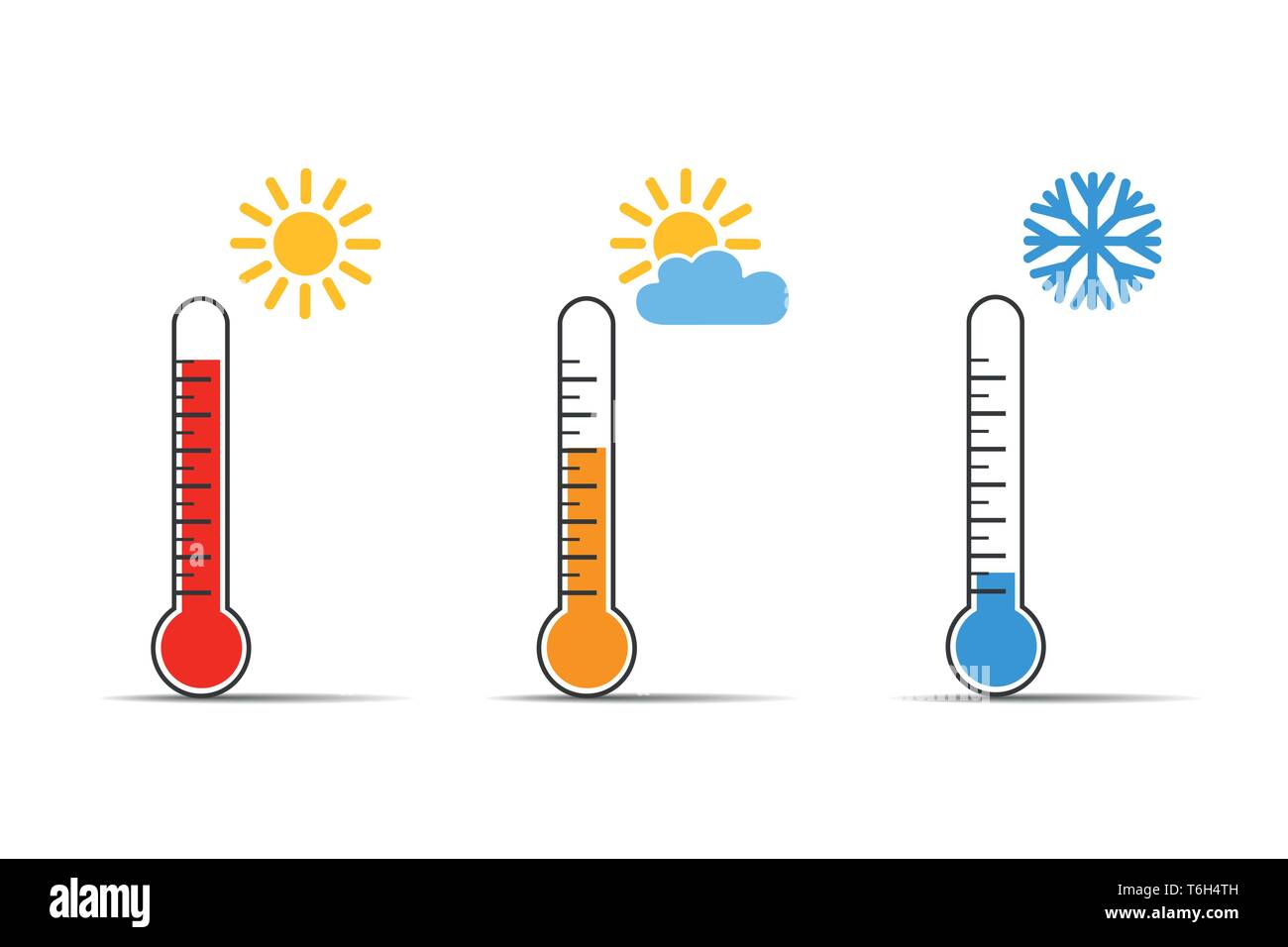 Hitze thermometer Symbol warmes und kaltes Wetter Vektor-illustration EPS 10. Stock Vektor