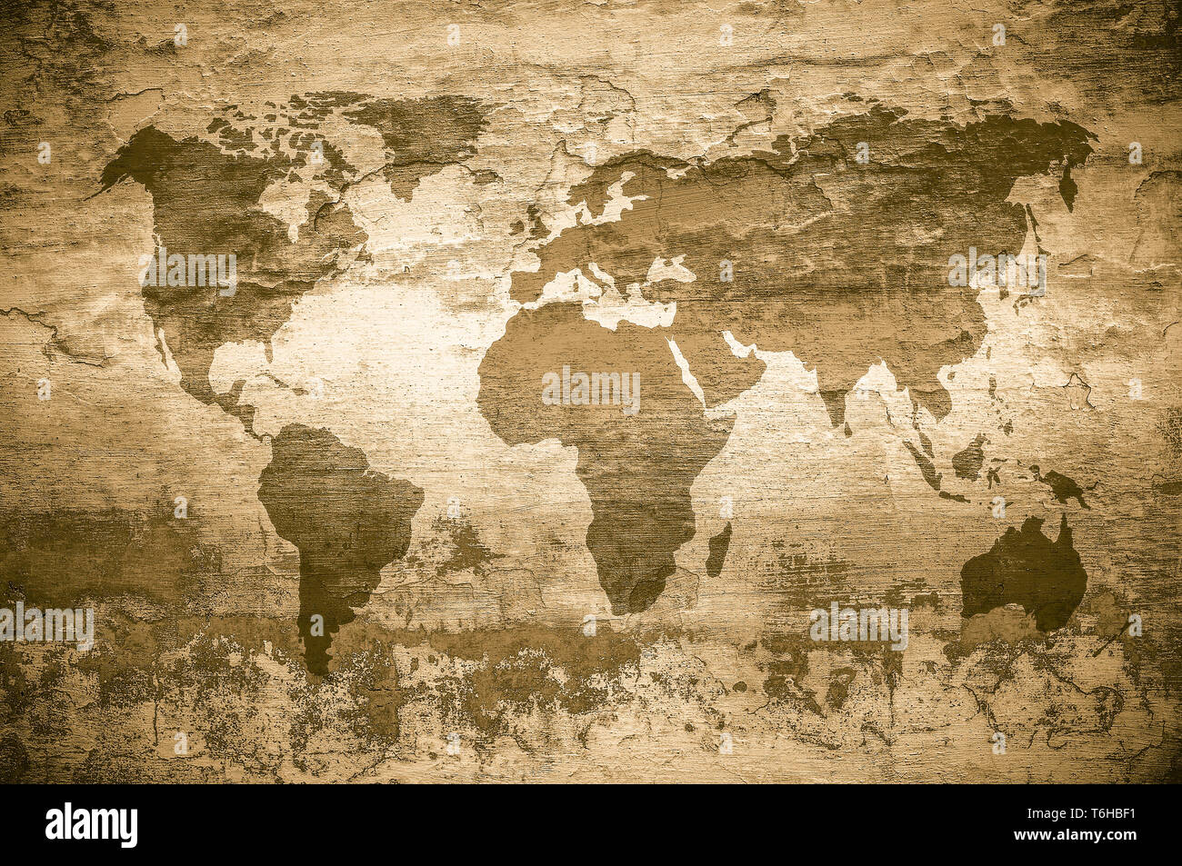 Grunge-Karte der Welt Stockfoto