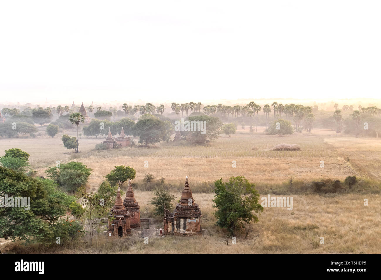 Blick auf den Tempeln, Stupas und Payas von Bagan, Myanmar Stockfoto