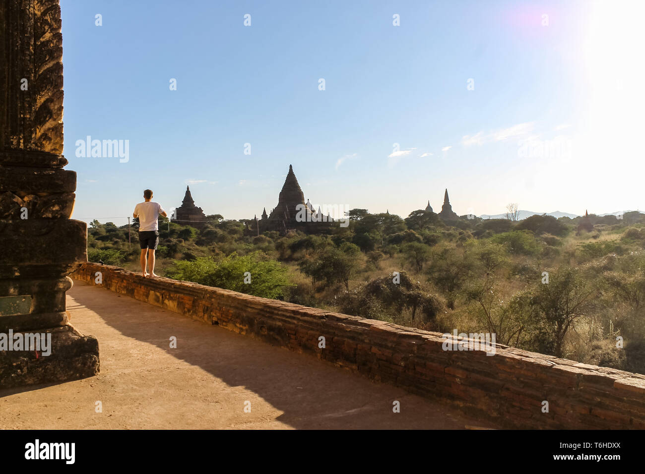 Blick auf den Tempeln, Stupas und Payas von Bagan, Myanmar Stockfoto