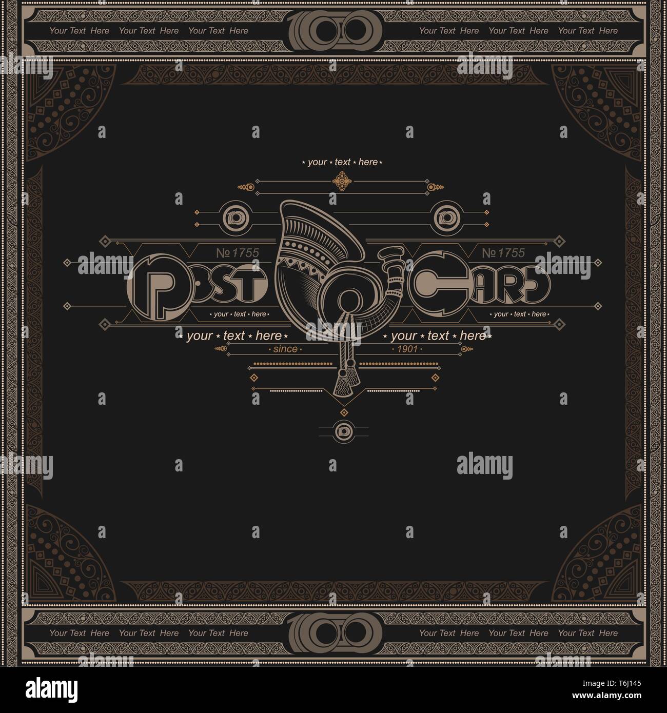 Post Card vintage Banner dunklen Hintergrund Stock Vektor