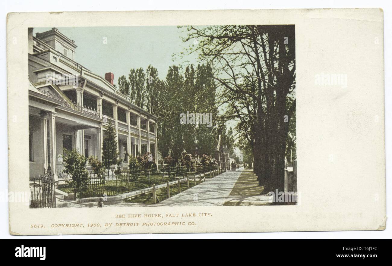 Detroit Publishing Company Ansichtskarte von Bee Hive House in Salt Lake City, Utah, 1914. Von der New York Public Library. () Stockfoto