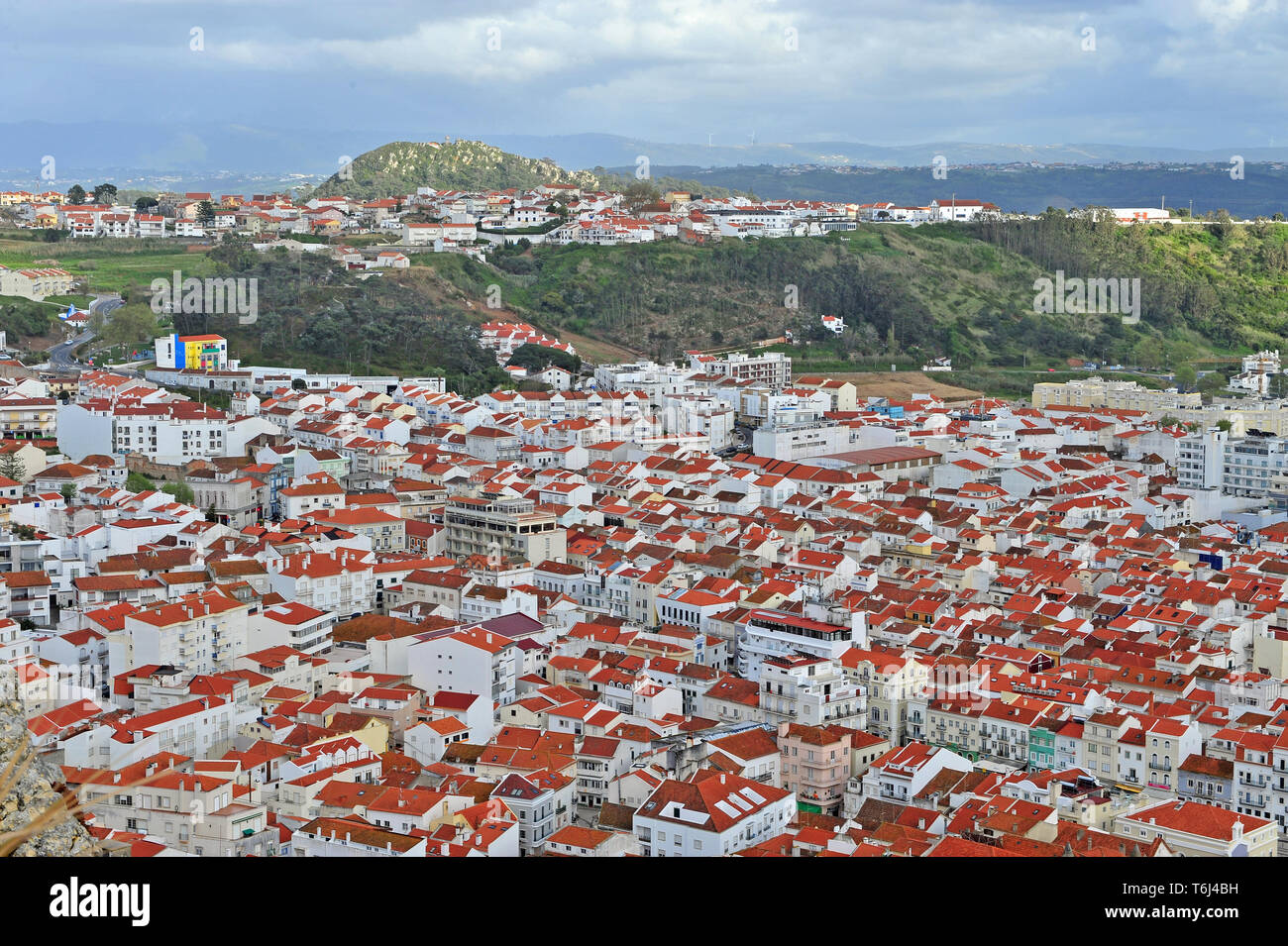 Dächer von Nazare weiße Stadt, Portugal Stockfoto