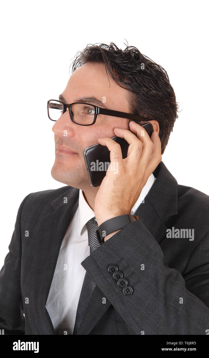 Business Mann auf dem Handy Stockfoto