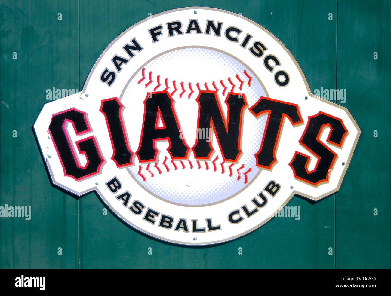 San Francisco, Kalifornien, USA - 22. Mai 2015: Bild einer San Francisco Giants Baseball Club Logo Plakat Stockfoto