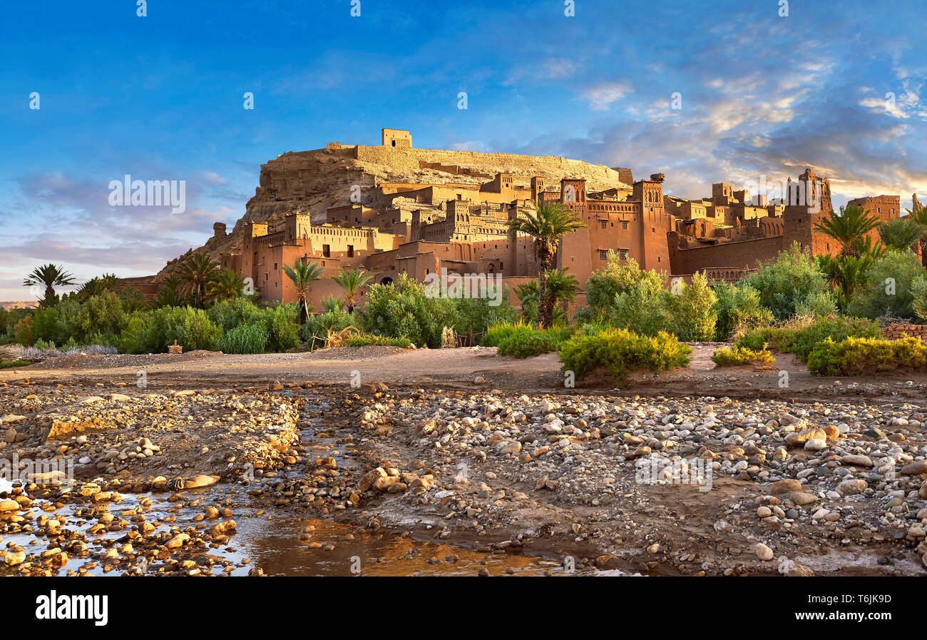 Adobe-Gebäude der Berber Ksar oder befestigte Dorf von Ait Benhaddou, Sous-Massa-Dra-Marokko Stockfoto