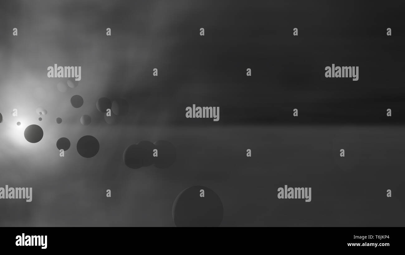 Planeten und die Sonne auf die kosmische Nebel. 3D-Darstellung Stockfoto