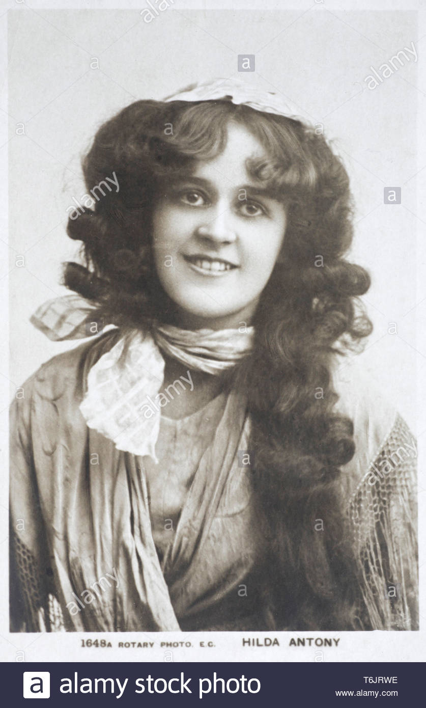 Hilda Antony Porträt, 1886 - 1962, war eine britische Schauspielerin in Chile geboren, Vintage real Foto Postkarte aus der Zeit um 1905 Stockfoto