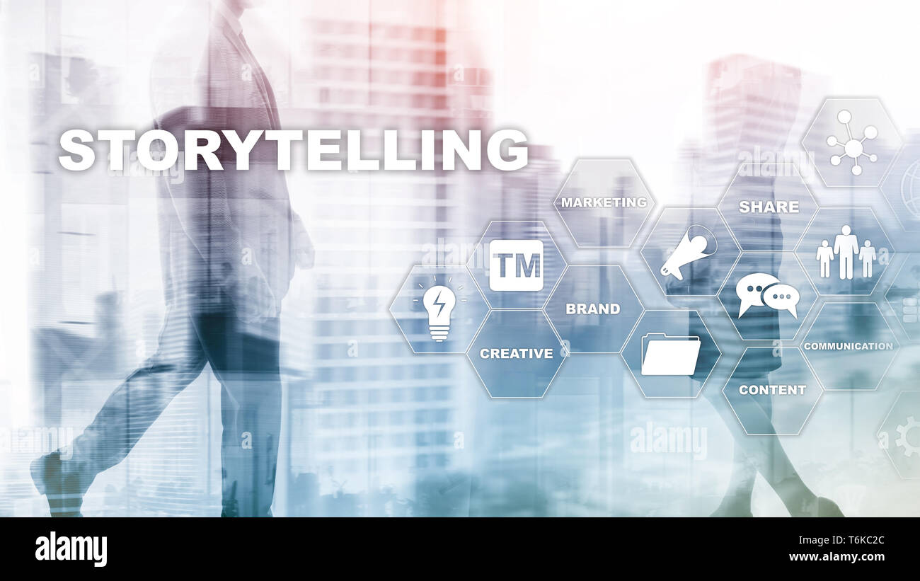 Storytelling. Story Telling Financial Business Konzept. Abstrakte verschwommenen Hintergrund. Stockfoto