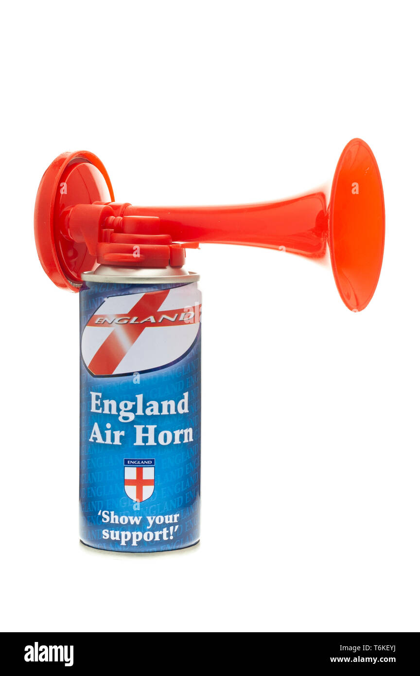 England Football Supporters Air Horn, angetrieben von Druckluft in der Dose  Stockfotografie - Alamy