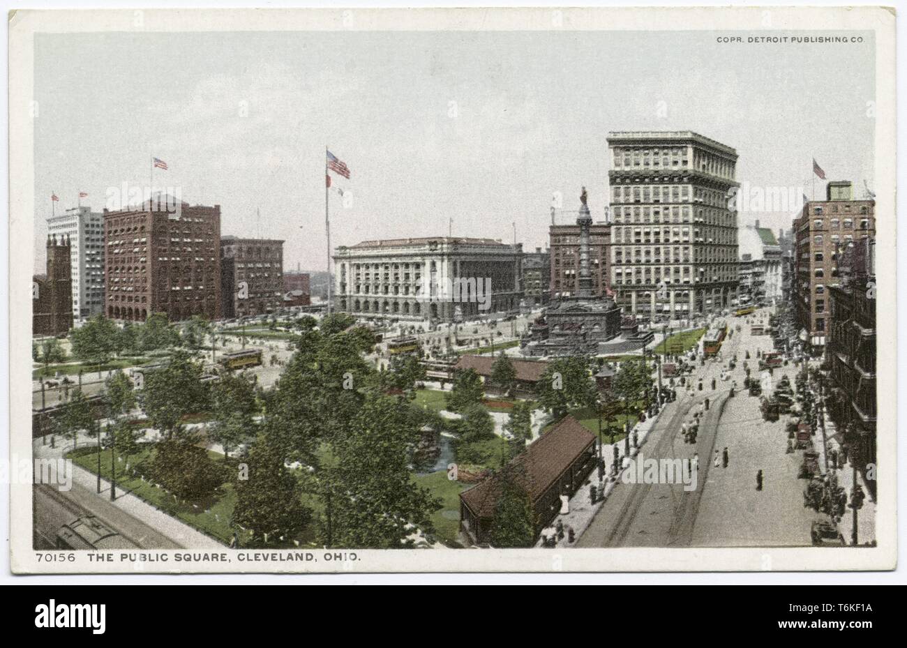 Detroit Publishing Company Ansichtskarte des öffentlichen Platz in Cleveland, Ohio, 1914. Von der New York Public Library. () Stockfoto