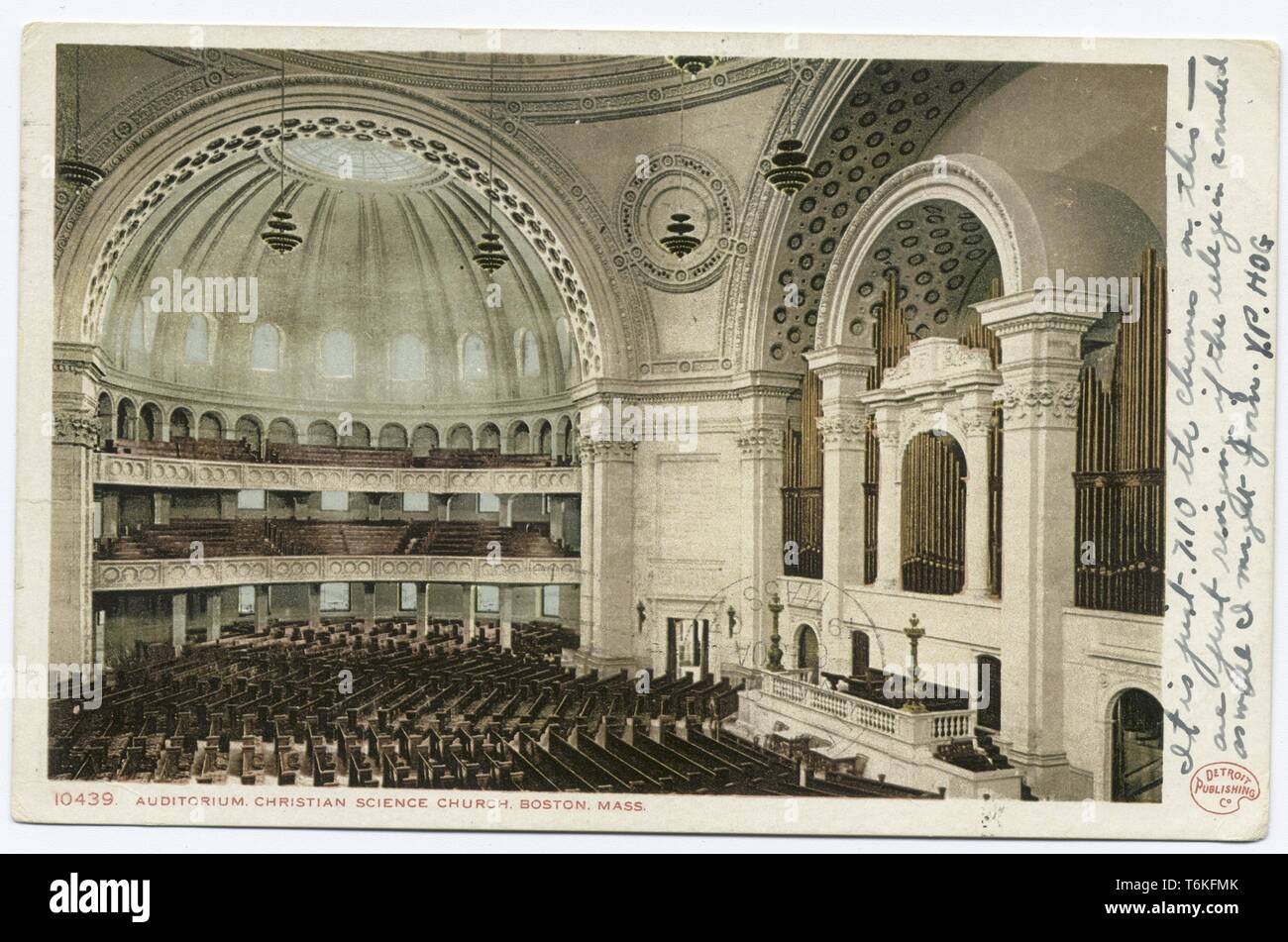 Detroit Publishing Company Ansichtskarte der Christian Science Kirche Auditorium in Boston, Massachusetts, 1914. Von der New York Public Library. () Stockfoto