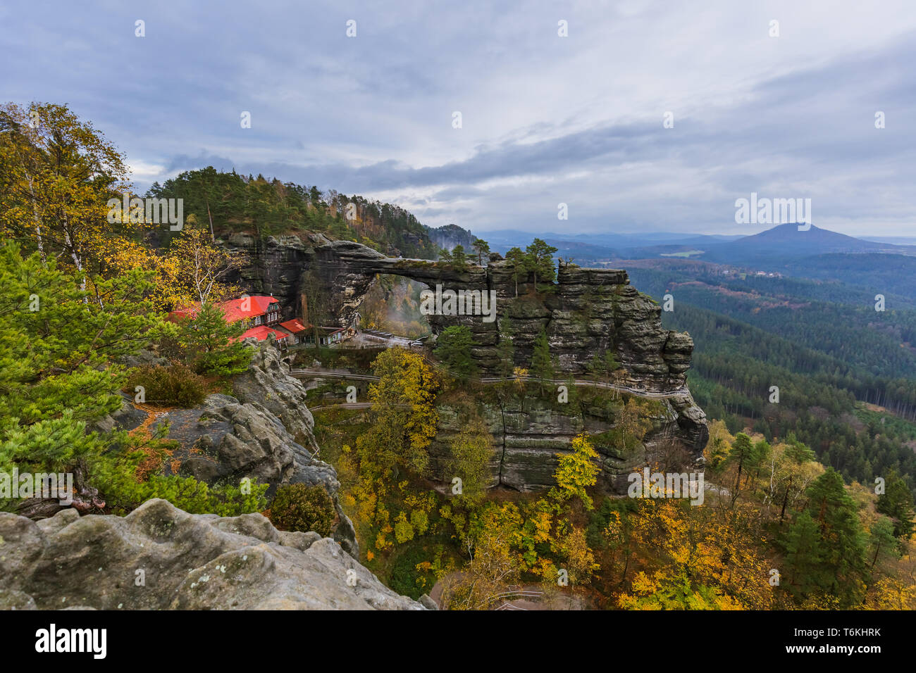 Prebischtor - brana Rock in der Böhmischen Schweiz - Tschechische Republik Stockfoto