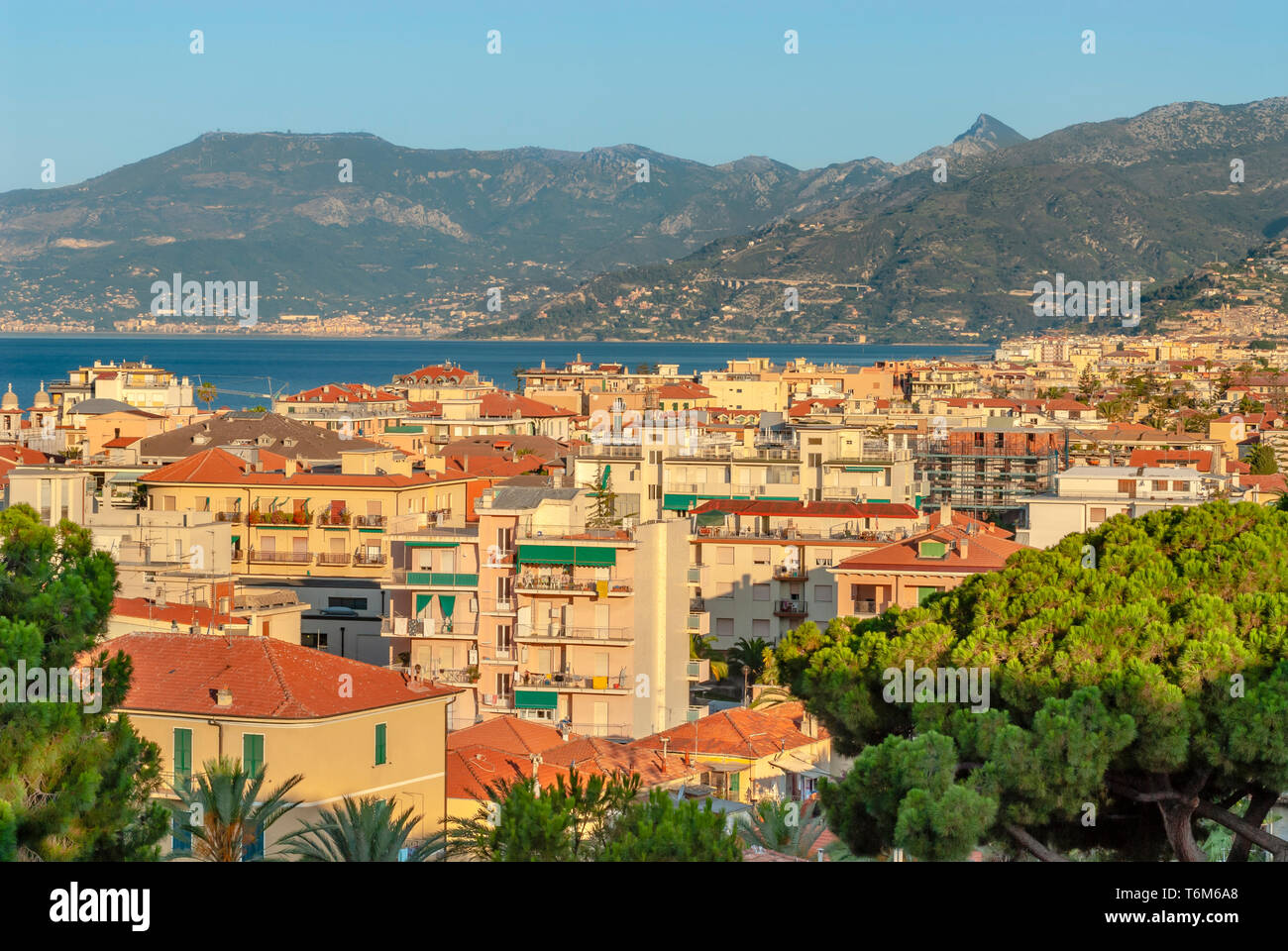 Stadtbild von Bordighera, Ligurien, Nordwestitalien Stockfoto