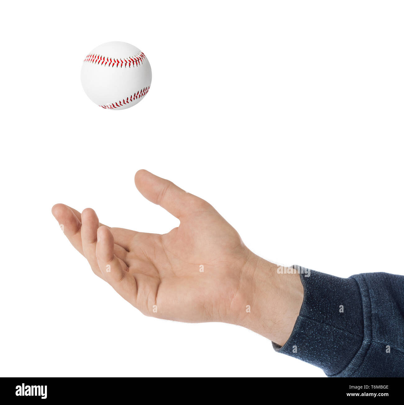 Hand und baseball ball Stockfoto
