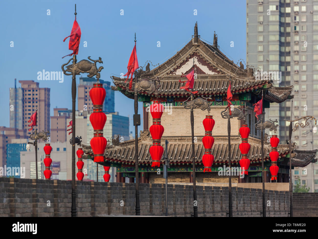 Wand der alten Stadt Xian China Stockfoto