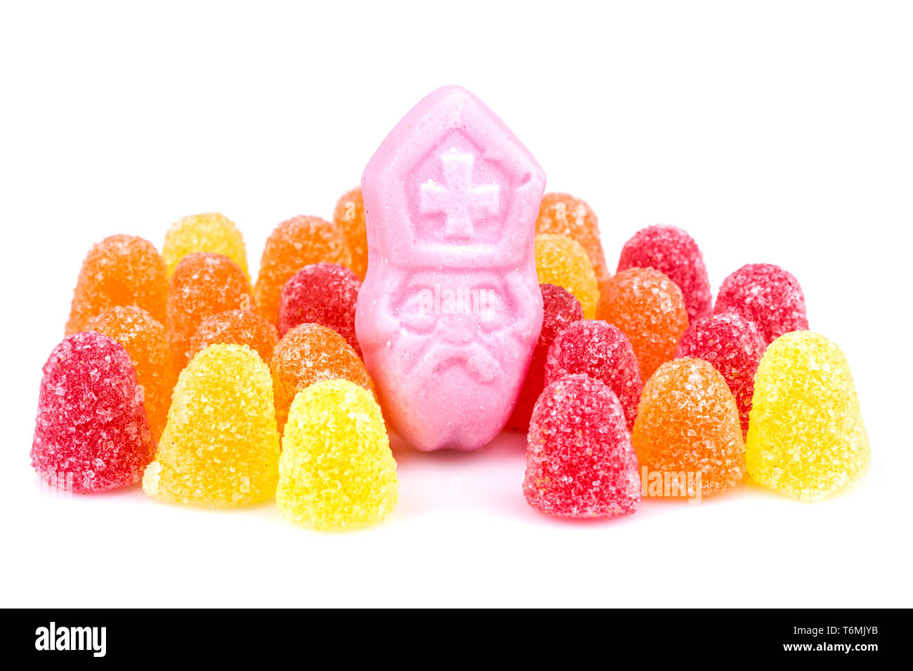 Arangement von bunten Süßigkeiten. Süßigkeit an niederländischen Sinterklaas Ereignis Stockfoto