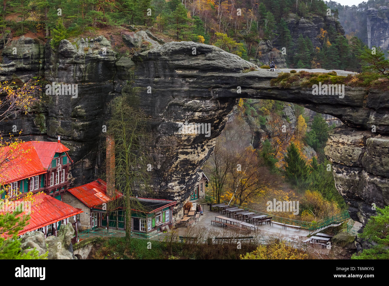 Prebischtor - brana Rock in der Böhmischen Schweiz - Tschechische Republik Stockfoto
