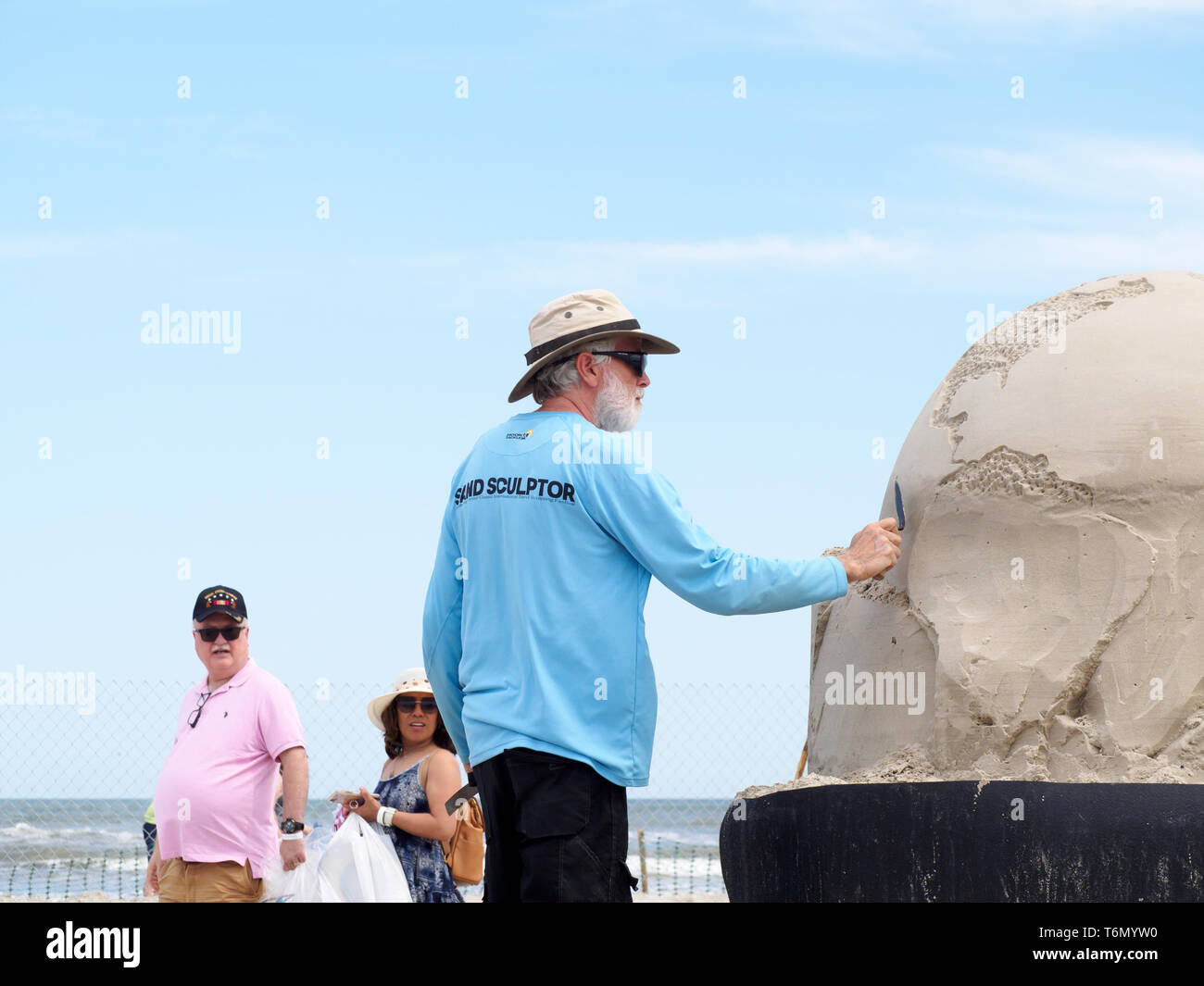 Jeff Strong von Tacoma, Washington, USA auf seinen Master Solo Eintrag funktioniert, 'Continental Drip", an der 2019 Texas Sandfest in Port Aransas, Texas USA. Stockfoto