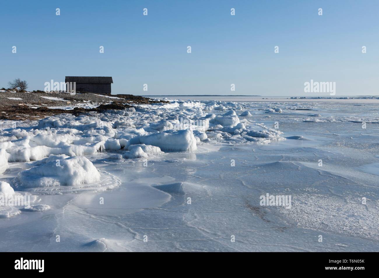 Leuchtturm auf der Insel Vilsandi Stockfoto