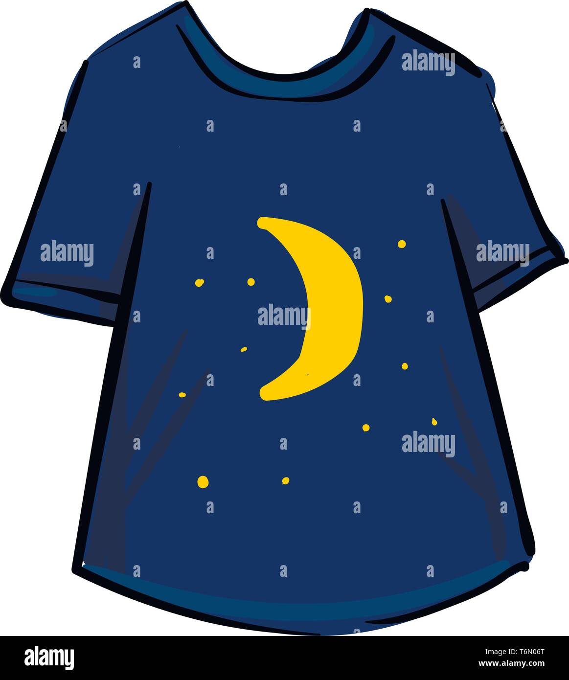Ein schickes blaues T-Shirt mit Mond und Sterne, es Vektor Farbe, Zeichnung oder Abbildung gedruckt Stock Vektor
