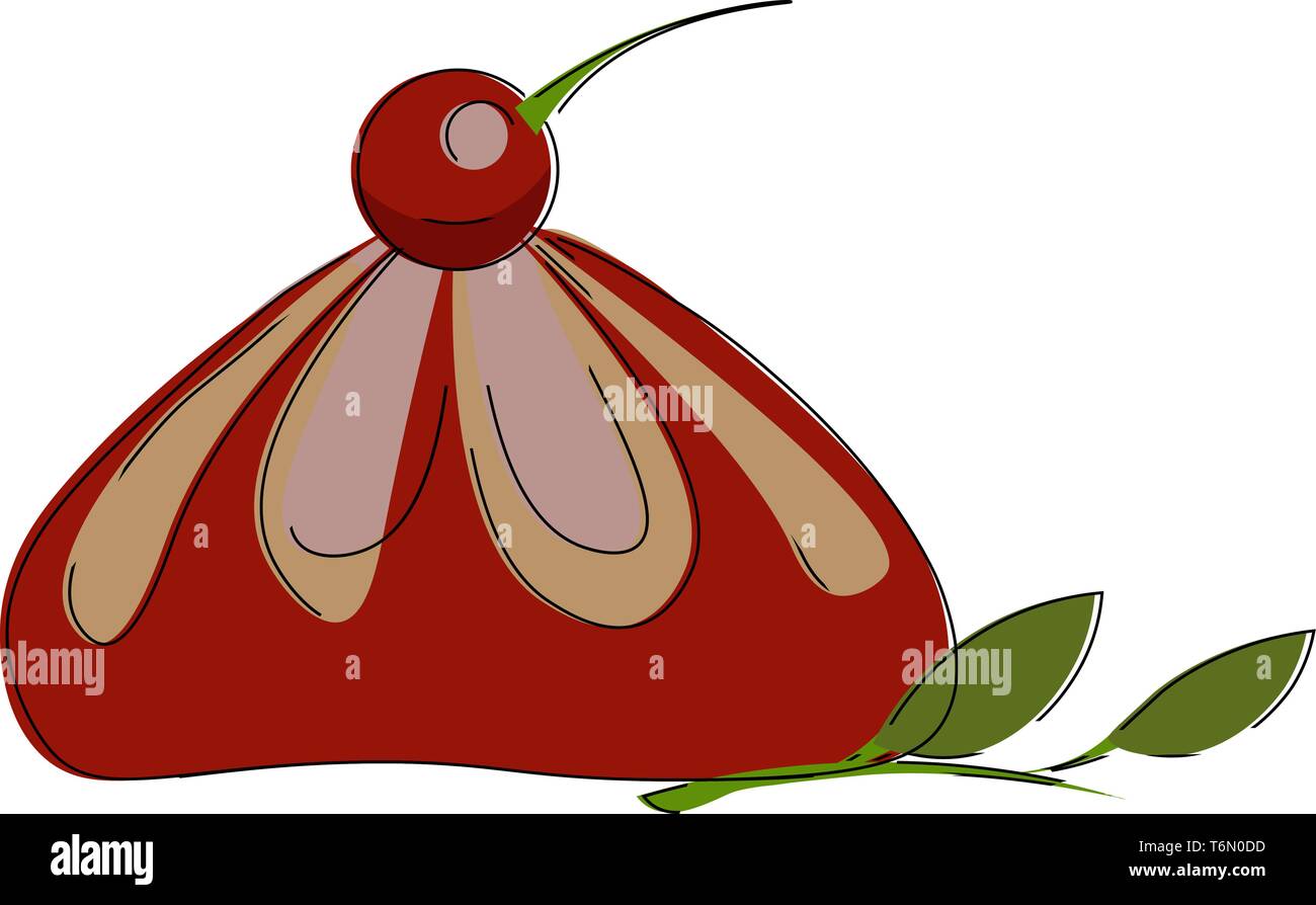 Eine frisch gebackene Plätzchen, garniert mit einem frischen Kirsche vector Farbe, Zeichnung oder Abbildung Stock Vektor