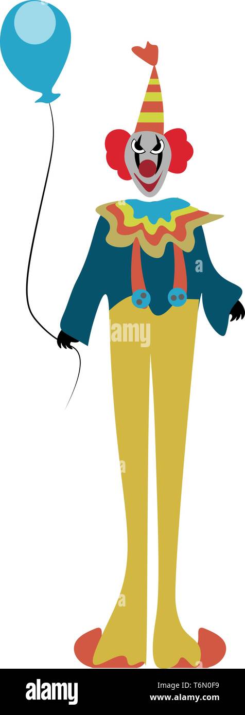 Eine lustige Clown bunt gekleidet mit einem Ballon in der Hand vector ...