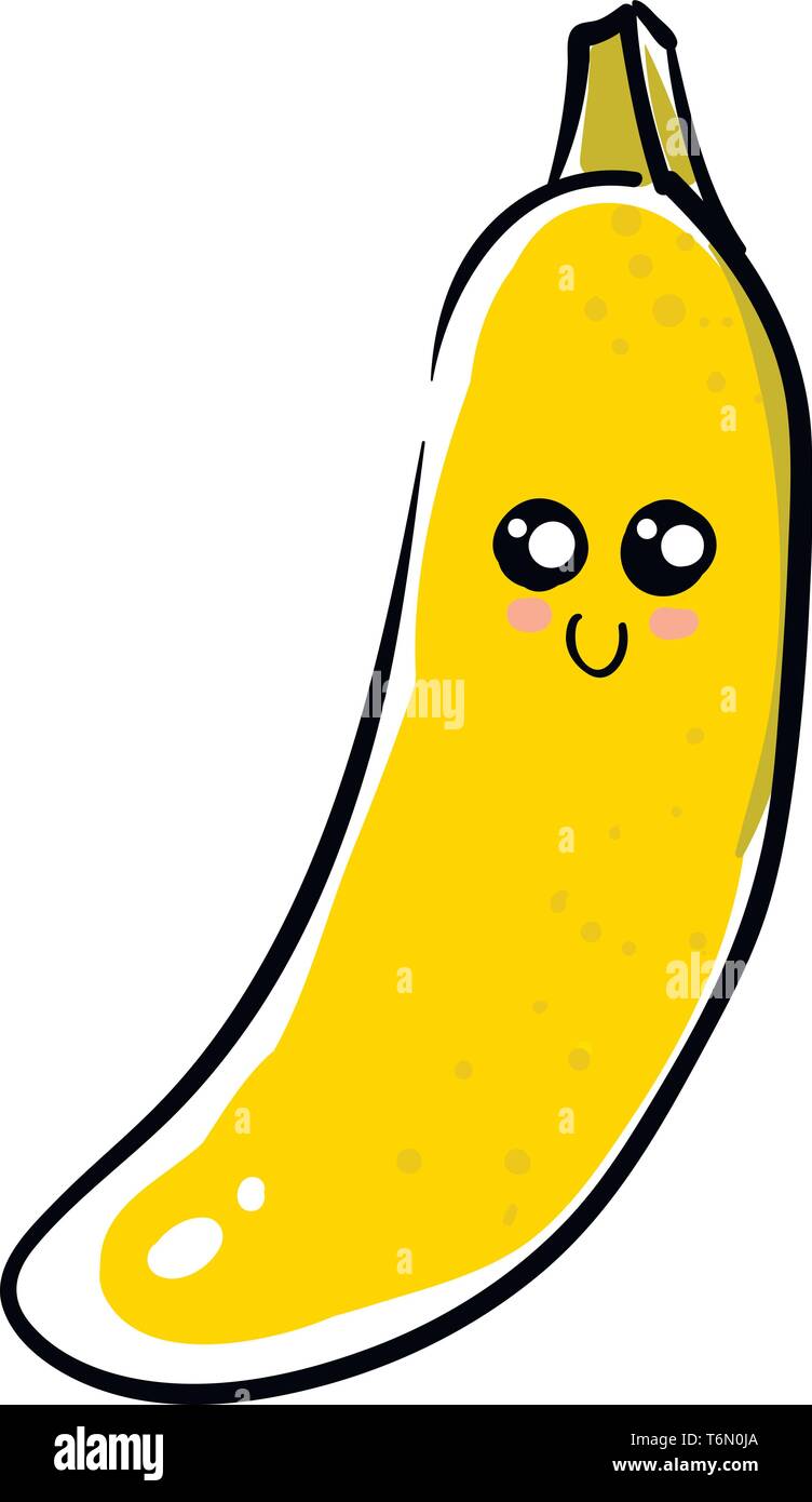 Ein niedliches komplett reifen Banane mit zwei Augen und rosa Kinn vector Farbe Zeichnung oder Abbildung Stock Vektor