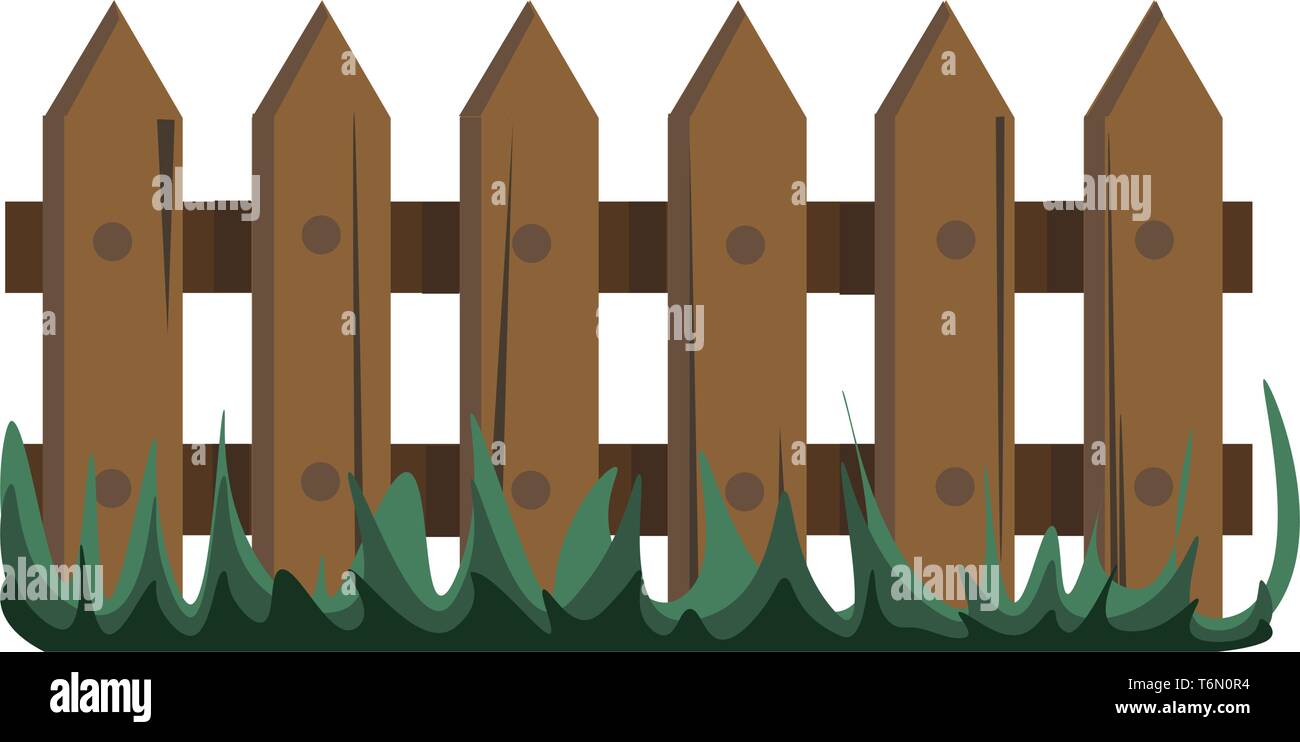 Schöne braune Zaun entlang eines wunderschönen Garten vector Farbe, Zeichnung oder Abbildung Stock Vektor