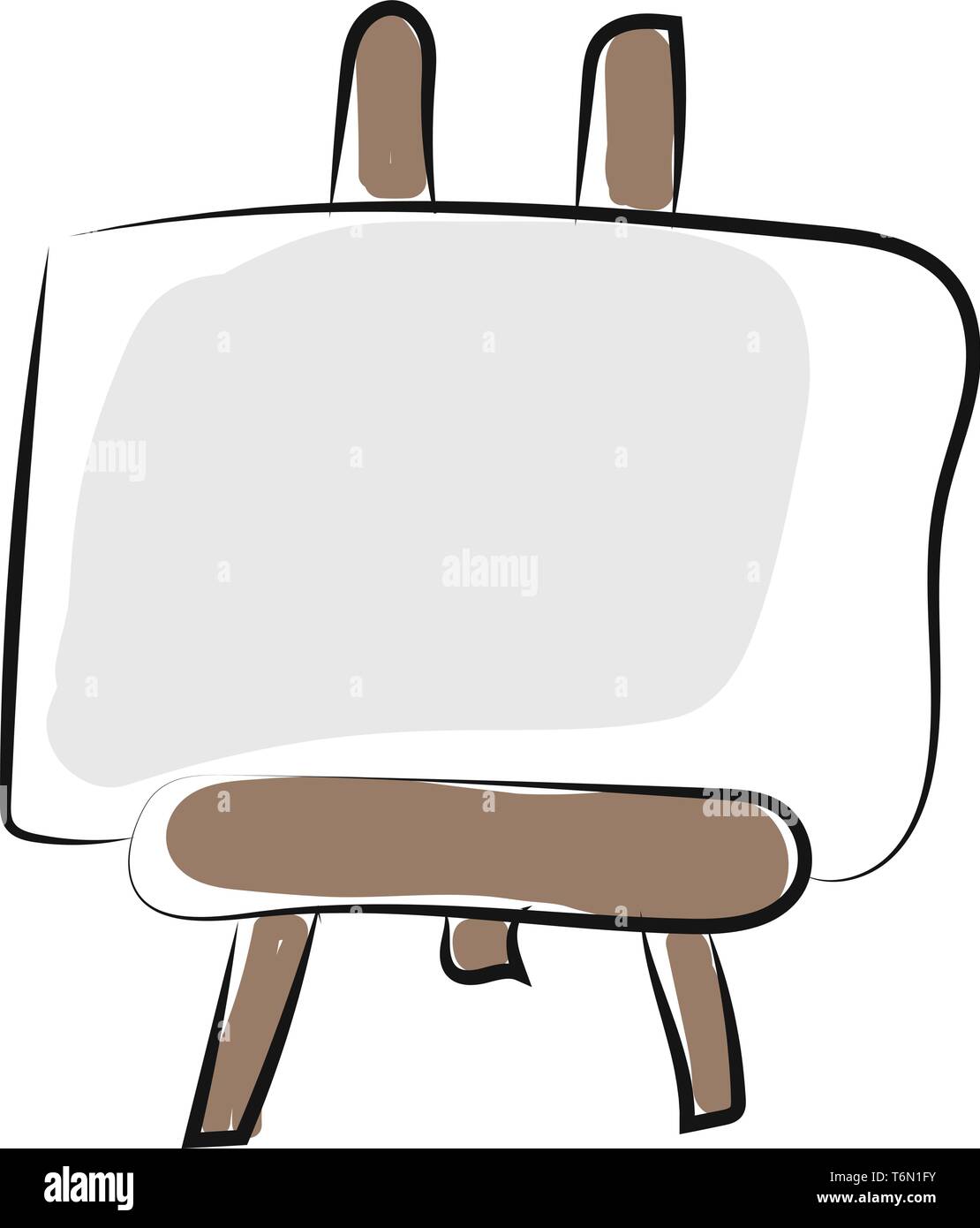 Clipart einer Wohnung und großen weißen Bilderrahmen auf einer hölzernen Stuhl montiert wird in einem Vintage Style vector Farbe, Zeichnung oder Abbildung Stock Vektor