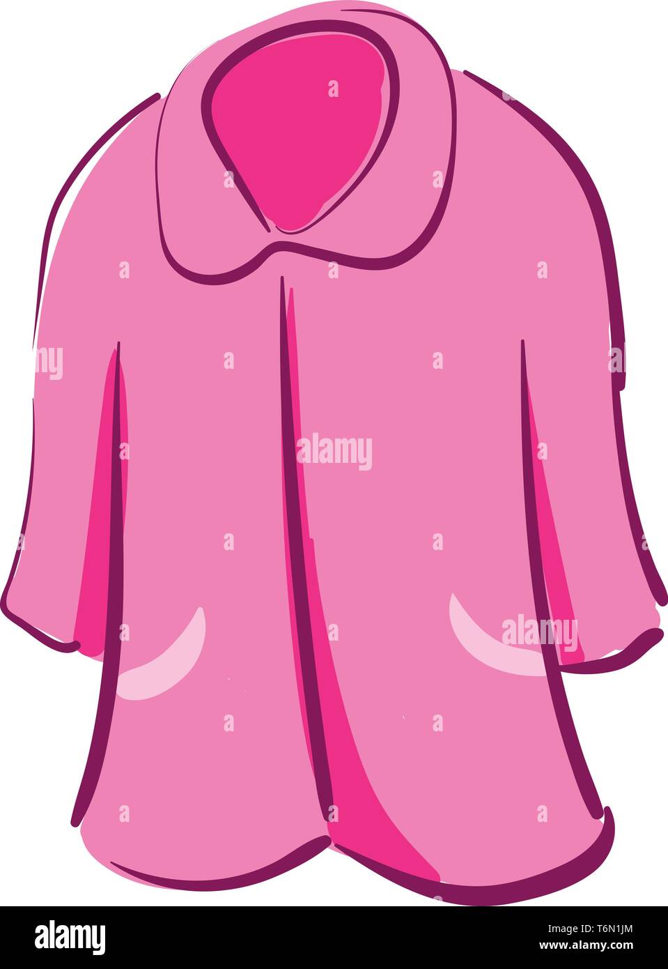 Clipart eines Showcase rosafarbenen Nachthemd mit stellringen Kontrast  getäfelten Rohrleitungen und genähte Details über den weißen Hintergrund  vector Farbe drawi Stock-Vektorgrafik - Alamy
