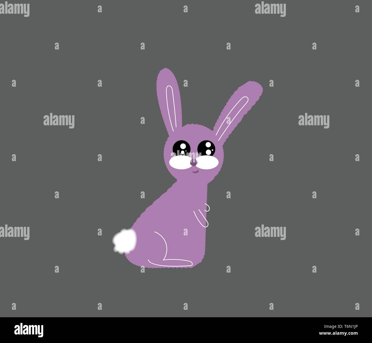 Porträt eines lächelnden rosa Kaninchen mit zwei langen ovalen Ohren und ein schwammiges Schwanz sitzt vector Farbe, Zeichnung oder Abbildung Stock Vektor