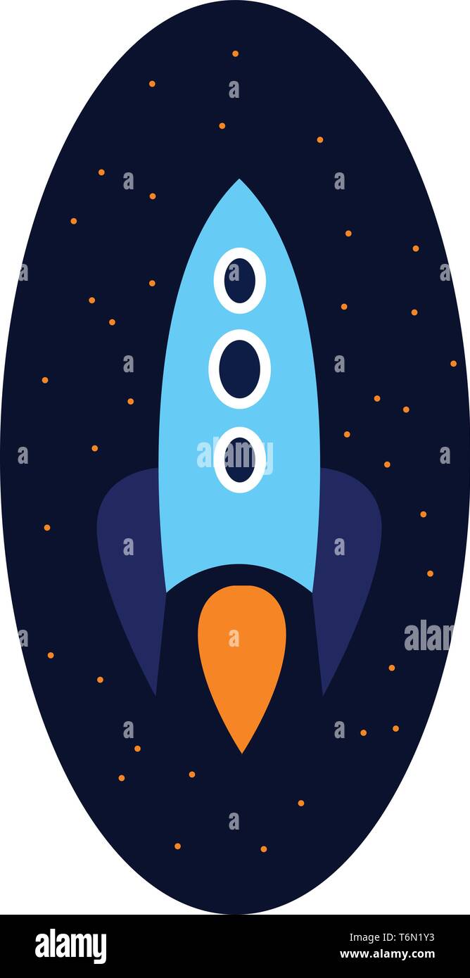 Clipart eines blauen Rakete bei Aviation über den Himmel und funkelnde Sterne als Hintergrund vector Farbe, Zeichnung oder Abbildung Stock Vektor