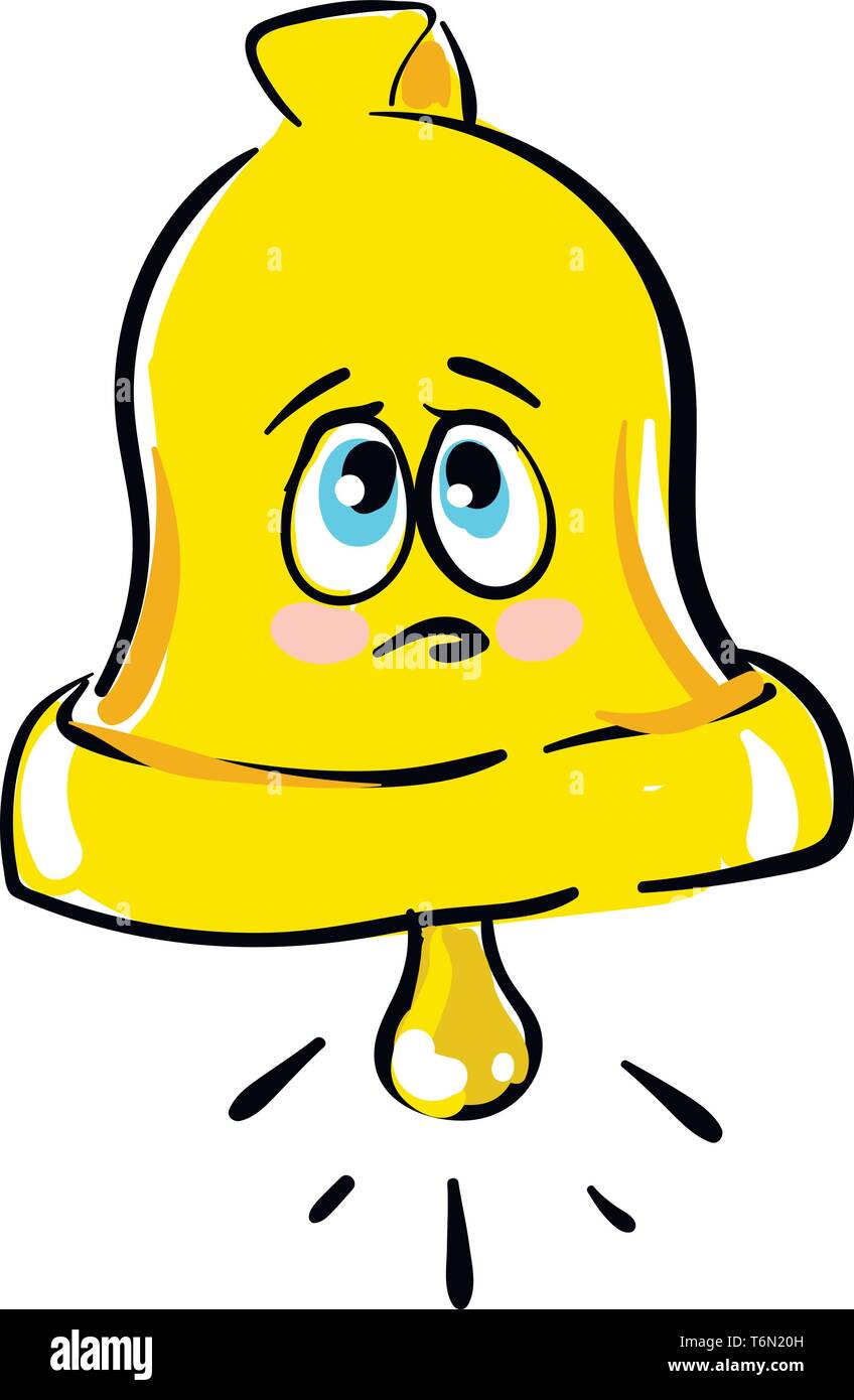 Emoji eines goldenen Glocke, wenn durch die Klappe im Inneren Struck drückt Trauer vector Farbe, Zeichnung oder Abbildung Stock Vektor
