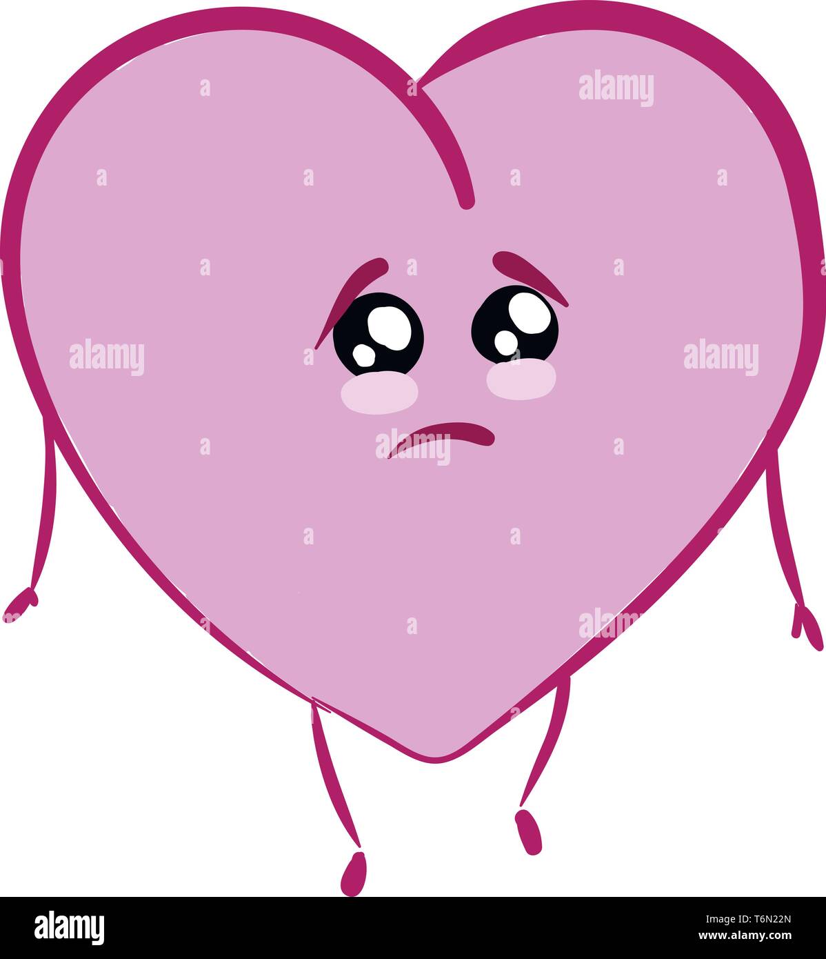 Emoji eines traurigen rosa Herz mit Hände und sieht sich in Verzweiflung vector Farbe, Zeichnung oder Abbildung Stock Vektor