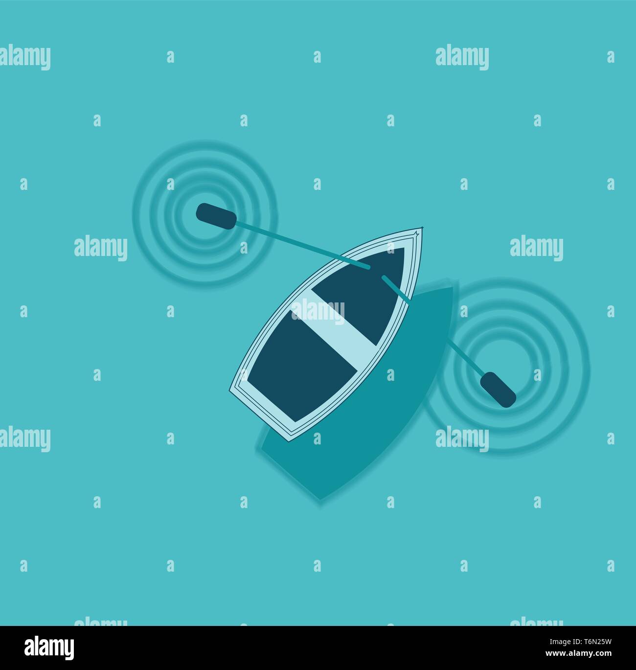 Abbildung: ein Schiff über das Meer mit zwei Reihen und die Ergebnisse im Wasser einen Kräuselungeffekt vector Farbe, Zeichnung oder Lllustrat zu verursachen Stock Vektor