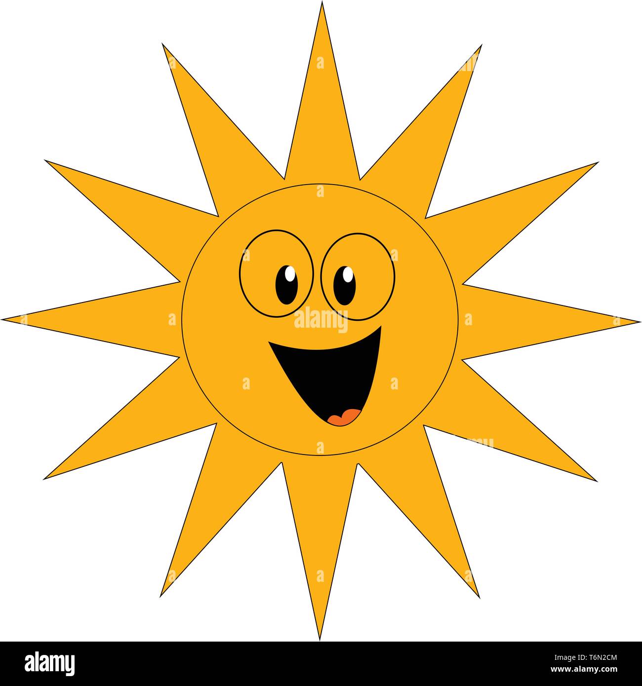 Clipart Von Eine Lachende Gelbe Sonne Mit Den Augen Und Der Zunge Heraus Hat Wenige Spikes Die Das Innere Kreisformige Scheibe Vector Farbe Zeichnung Oder Lllustrat Stock Vektorgrafik Alamy