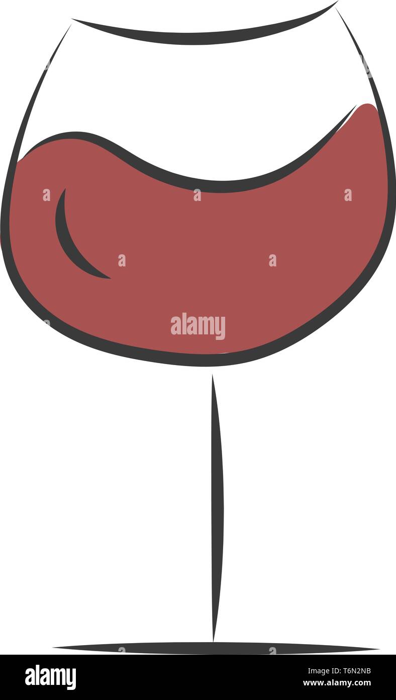 Clipart einer eleganten Party trinken Gläser, Kelche besteht aus drei Teilen die Schüssel Stiel und Fuß halb gefüllt mit Rotwein Vektor c Stock Vektor